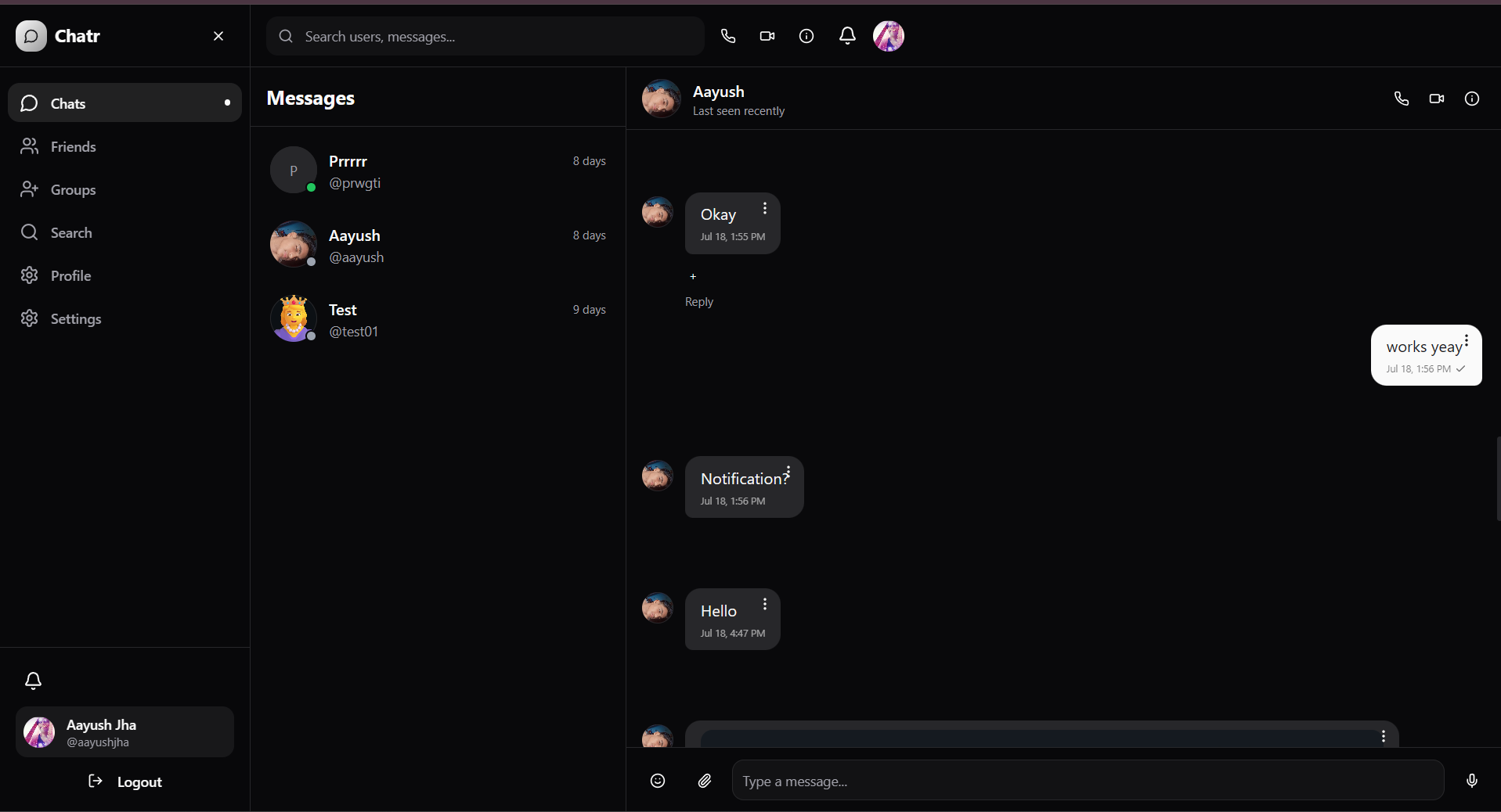 Chattr Interface