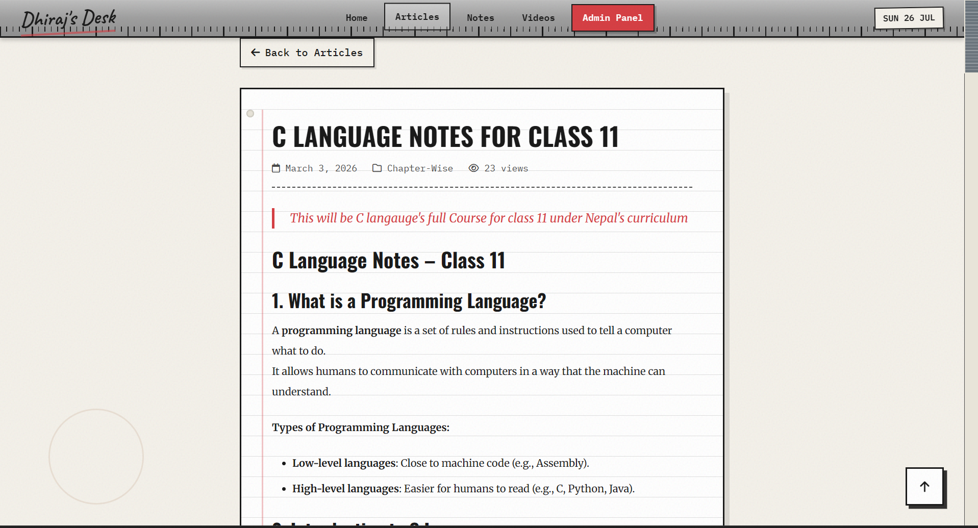 Desk CMS Digital Notebook Notes